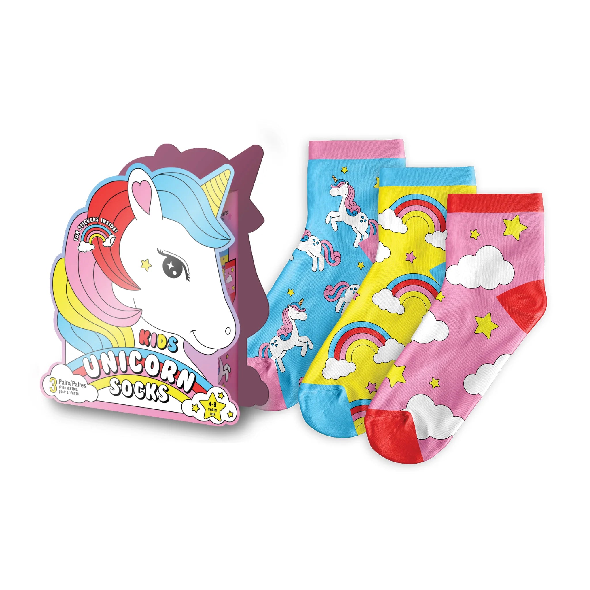 Paquet de 3 chaussettes licorne pour enfants